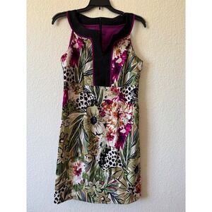Alyx Limited Floral Leopard Print Sheath Dress Multicolor Sleeveless Sz 6